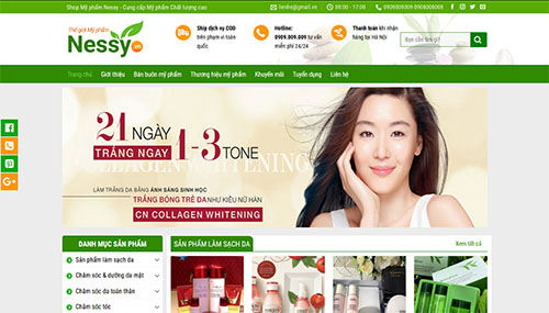 Website bán mỹ phẩm nessy green