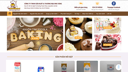 Website bán bánh kẹo và thiết bị dụng cụ làm bánh