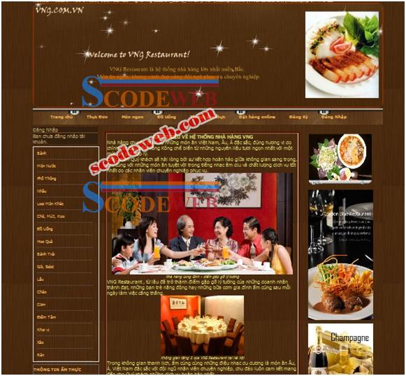 Đồ án web giới thiệu nhà hàng ẩm thực VNG Restaurant  full code PHP + báo cáo